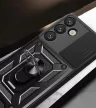 Hybrid Armor Camshield with Camera Cover and Metal Ring Samsung Galaxy S25 Plus tok, fekete