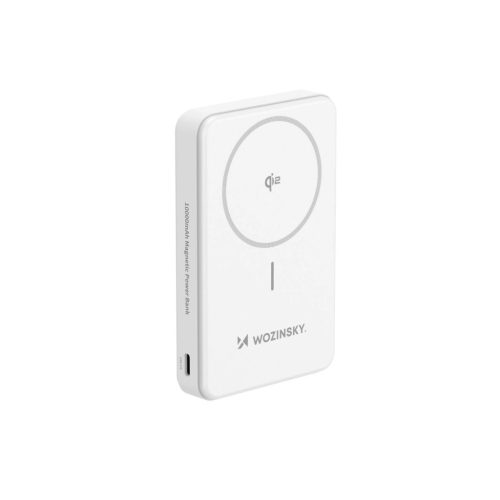 Powerbank Wozinsky WLWP-10KA0Y3WS 22.5W PD Qi2 10000 mAh, with stand, 1x USB-A, 1x USB-C, fehér