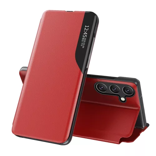 Eco Leather View Case elegant case flap and stand function Samsung Galaxy A56 tok, piros