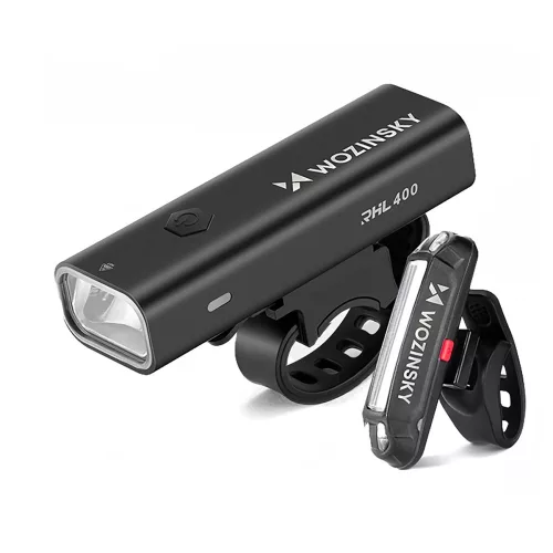 Wozinsky WSBLB2 első (400 lm) és hátsó USB-C kerékpárlámpa szett, fekete