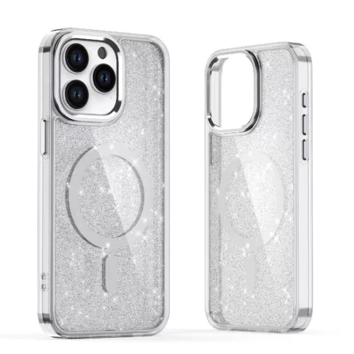 Glitter Case MagSafe iPhone 16e tok, fehér