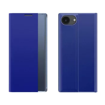 New Sleep Case iPhone 16e Flip Cover Stand tok, kék