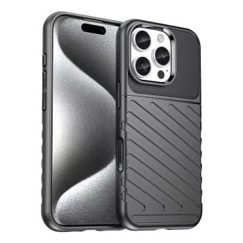 Thunder Case iPhone 16e Silicone Armored Cover tok, fekete