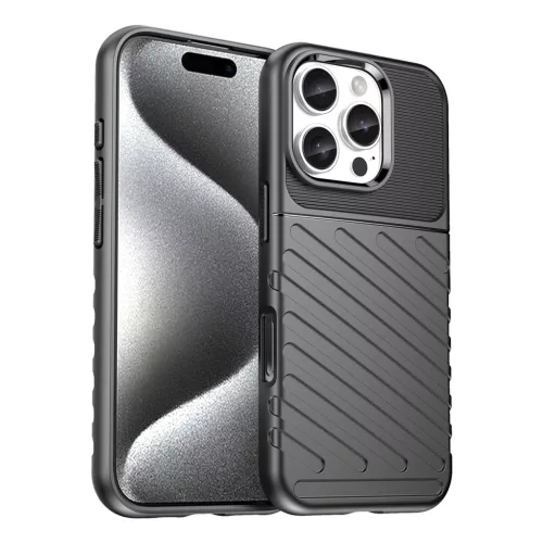 Thunder Case iPhone 16e Silicone Armored Cover tok, fekete