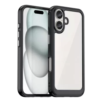 Outer Space Case iPhone 16e Flexible Frame Cover tok, fekete