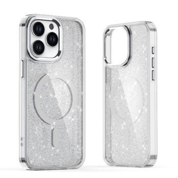   Glitter Case MagSafe Compatible iPhone 17 Pro tok, átlátszó-matt