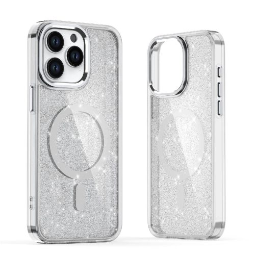 Glitter Case MagSafe Compatible iPhone 17 Pro tok, átlátszó-matt