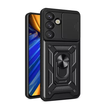   Hybrid Armor Camshield Case Sasung Galaxy S26 Plus tok, fekete