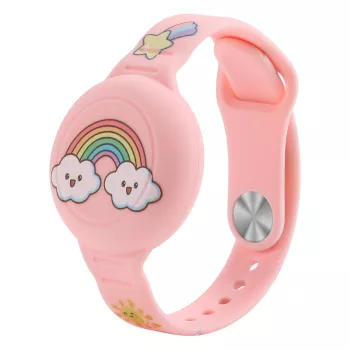   AirTag Case Wristband Silicone Wristband Kids Rainbow, tok, rózsaszín