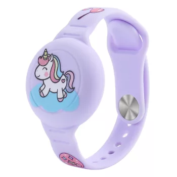  AirTag Case Wristband Silicone Wristband Kids Unicorn, tok, lila