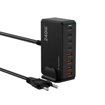 Wozinsky 240W, GaN QC3 Charging Station fekete, USB-HUB