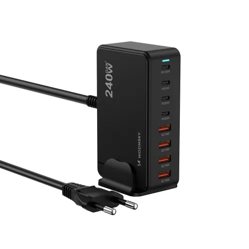 Wozinsky 240W, GaN QC3 Charging Station fekete, USB-HUB