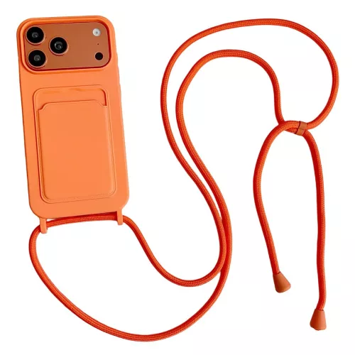 SiliconeCard Pocket Crossbody Strap iPhone 17 Pro / 18 Pro tok, narancssárga