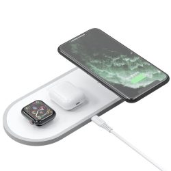   Dudao 3in1 A11 Wireless Qi Charger, AirPods, Apple Watch (38mm) és mobiltelefon asztali vezeték nélküli töltő, fehér