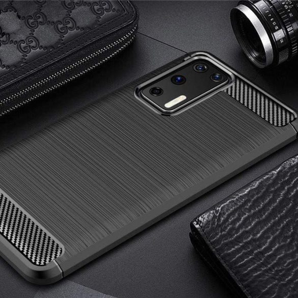 Carbon Case Flexible Huawei P40 Pro hátlap, tok fekete