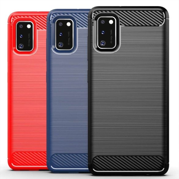 Carbon Case Flexible Samsung Galaxy A41 hátlap, tok, kék