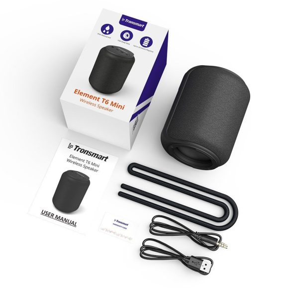 Tronsmart T6 Mini Bluetooth 5.0, Speaker, hordozható hangszóró, kültéri, vízálló, 15W, fekete