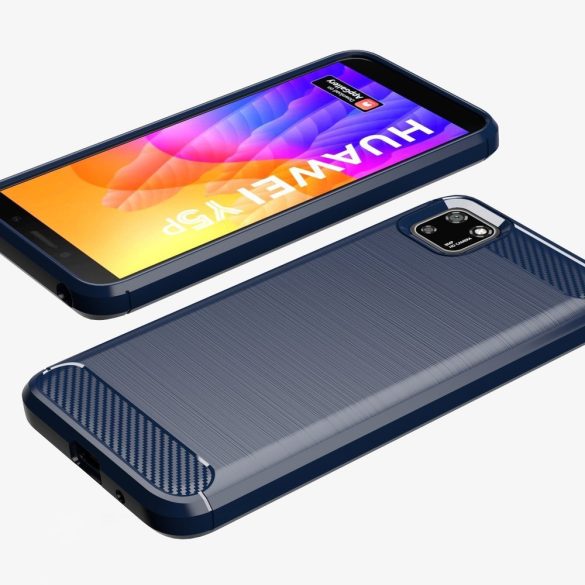 Carbon Case Flexible Huawei Y5P hátlap, tok, sötétkék