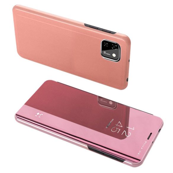 Clear View Case cover Huawei Y5P oldalra nyíló tok, rózsaszín
