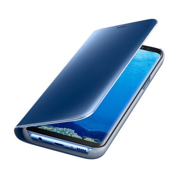 Clear View case cover Samsung Galaxy A31/A51 5G oldalra nyíló tok, kék