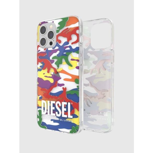 Diesel Clear Case Pride Camo iPhone 12/12 Pro tok, hátlap, színes