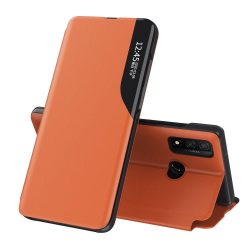   Eco Leather View Case Huawei P40 Lite oldalra nyíló tok, narancssárga