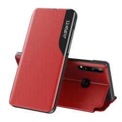   Eco Leather View Case Huawei P40 Lite E/Y7P oldalra nyíló tok, piros