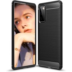   Carbon Case Flexible Samsung Galaxy S20 FE hátlap, tok, fekete