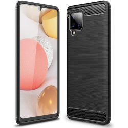   Carbon Case Flexible Samsung Galaxy A42 5G hátlap, tok, fekete