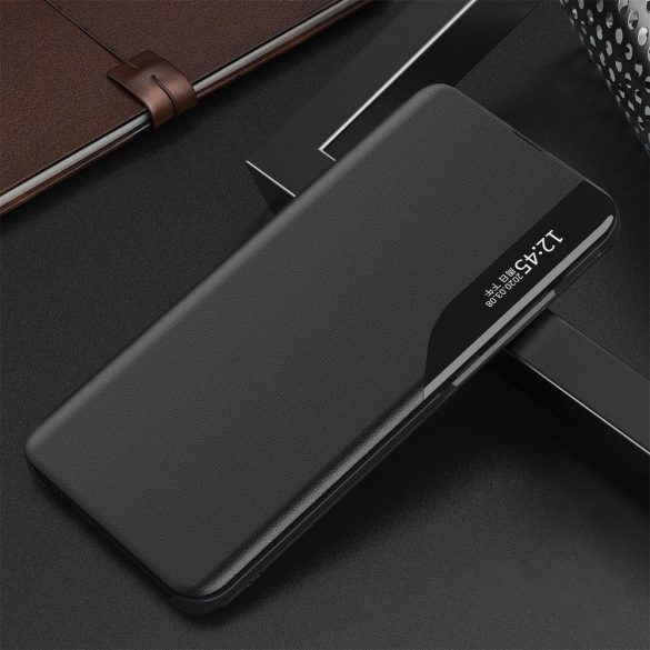 Eco Leather View Case Huawei P Smart (2021)/Y7A oldalra nyíló tok, fekete