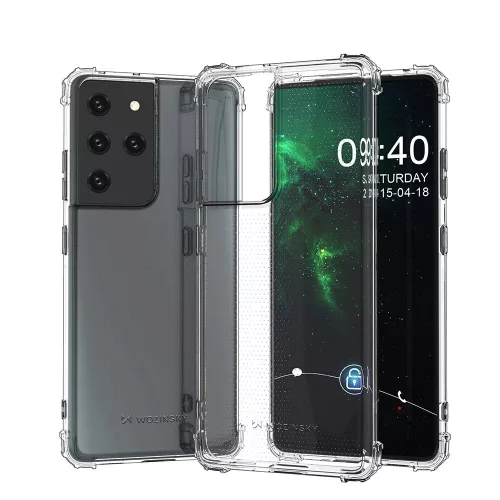 Wozinsky Anti-Shock Samsung Galaxy S21 Ultra ütésálló, szilikon hátlap, tok, átlátszó