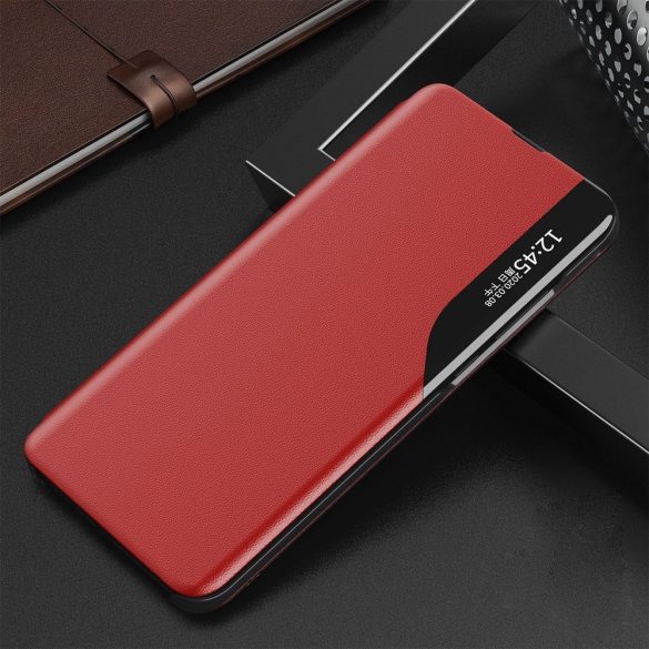 Eco Leather View Case Samsung Galaxy A72 5G/A72 4G oldalra nyíló tok piros