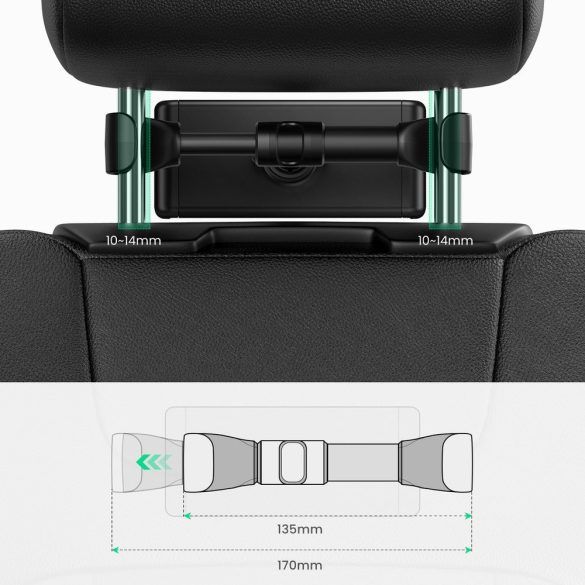 Ugreen Backseat Car Mount univerzális autós telefon és tablet tartó fejtámlára, fekete