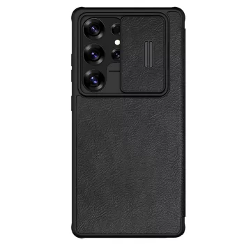   Nillkin Qin Pro Case Samsung Galaxy S25 Ultra Flip and Camera Cover tok, fekete