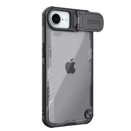 Nillkin Iceblade Prop Case Lens Cover and Stand iPhone 16e tok, fekete