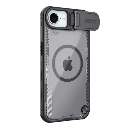 Nillkin Iceblade Prop Magnetic Case Lens Cover and Stand iPhone 16e tok, fekete