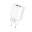 XO hálózati töltő CE02C 2x USB 2,1A, fehér + microUSB kábel