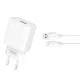 XO hálózati töltő CE02D QC 3.0 18W 1x USB, fehér + microUSB kábel