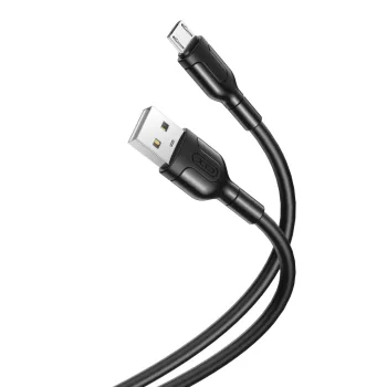 XO NB212 USB - microUSB, 1m, 2.1A, kábel, fekete