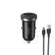 XO autós töltő CC56 PD 30W QC 1x USB 1x USB-C, fekete + USB - USB-C kábel