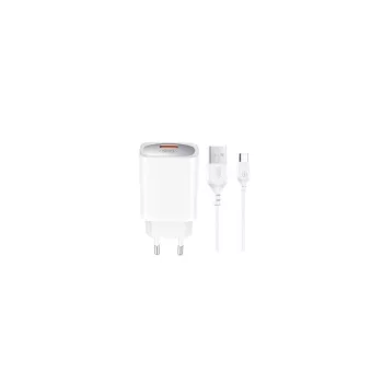   XO hálózati töltő CE19 QC 18W 1x USB, fehér + kábel USB-C