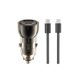   XO autós töltő CC60 60W 1x USB 1x USB-C, fekete + USB-C - USB-C kábel