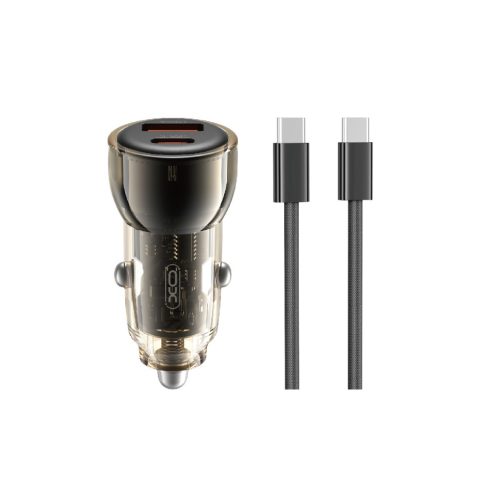 XO autós töltő CC60 60W 1x USB 1x USB-C, fekete + USB-C - USB-C kábel