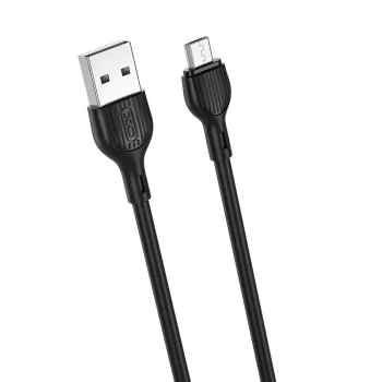 XO NB200 USB - microUSB, 1m, 2.1A, kábel, fekete