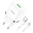 HOCO hálózati töltő USB A + kábel USB A to Micro USB QC3.0 3A 18W N3, fehér