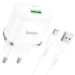 HOCO hálózati töltő USB A + kábel USB A to Micro USB QC3.0 3A 18W N3, fehér