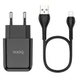 HOCO hálózati töltő USB A + kábel USB A to Lightning 2.1A N2, fekete