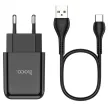 HOCO hálózati töltő USB A + kábel USB A to Type C 2.1A N2, fekete