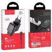 HOCO hálózati töltő USB A + kábel USB A to Type C 2.1A N2, fekete