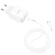 HOCO hálózati töltő USB A + kábel USB A to Type C 2.1A N2, fehér